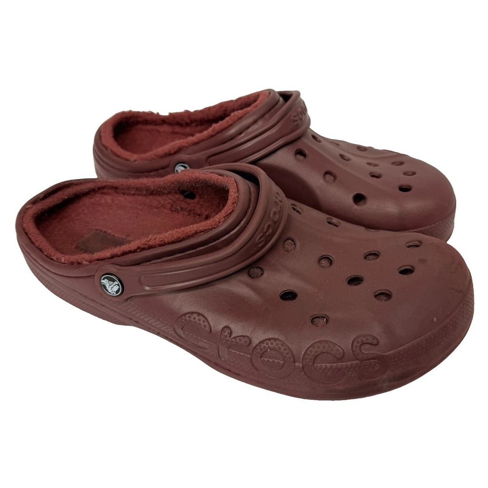 Crocs Burgundy Red Baya Lined Clogs Mens Size 12
